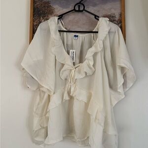 Old Navy Cream Ruffle Blouse
